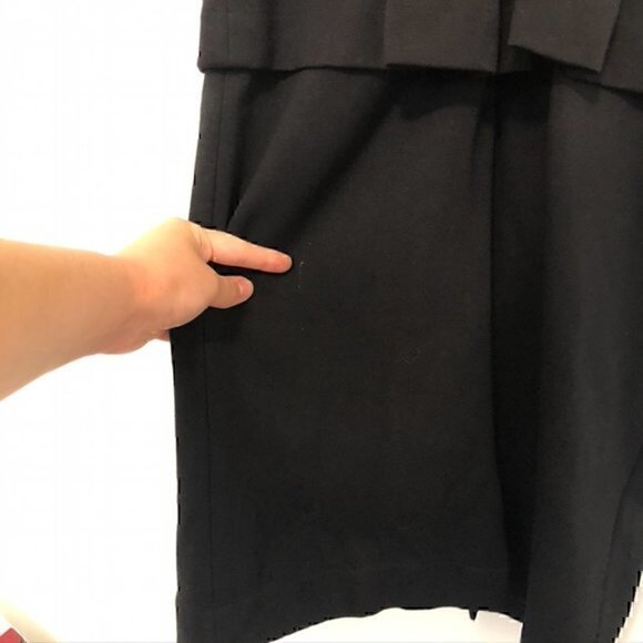 TAYLOR Solid Black Pleated Gathered Sleeveless Ponte Knit Peplum Sheath Dress 6 - Picture 12 of 12